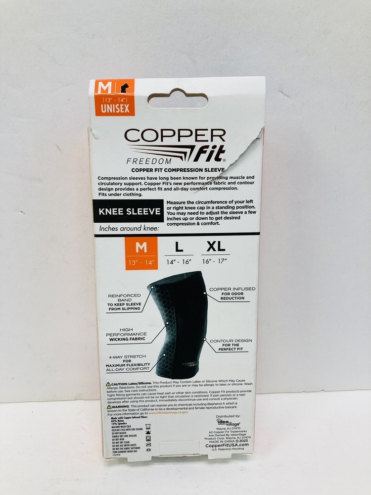 2 Pack Copper Fit The Original Compression Knee Sleeve MEDIUM 13”-14” 1 each