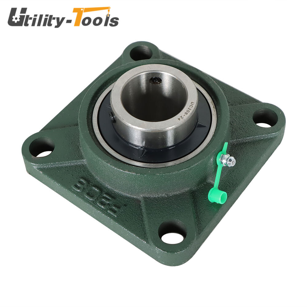 2 Pack UCF208-24 Pillow Block Flange Bearing 1.5" Bore 4 Bolt Solid Base New