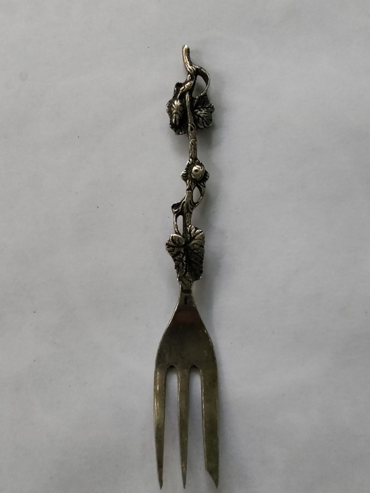 Antique Dutch Silver Cake Fork with Grapevine Pattern Signed H. Hooykaas 1943