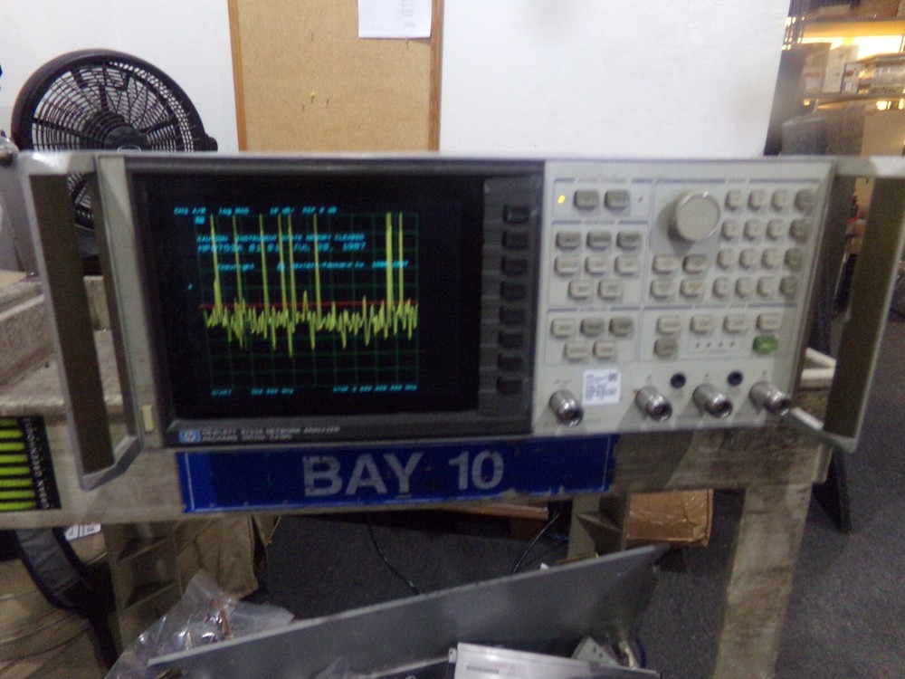 Hewlett Packard: 8753A Network Analyzer.  Good Retired.  Last Calibrated 2020.