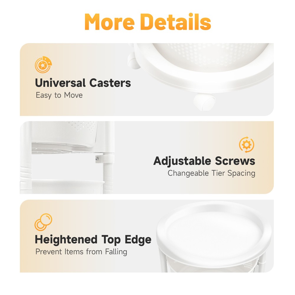 5-Tier Rotating Storage Shelf Kitchen Fruit Storage Basket Rack w/ Wheel