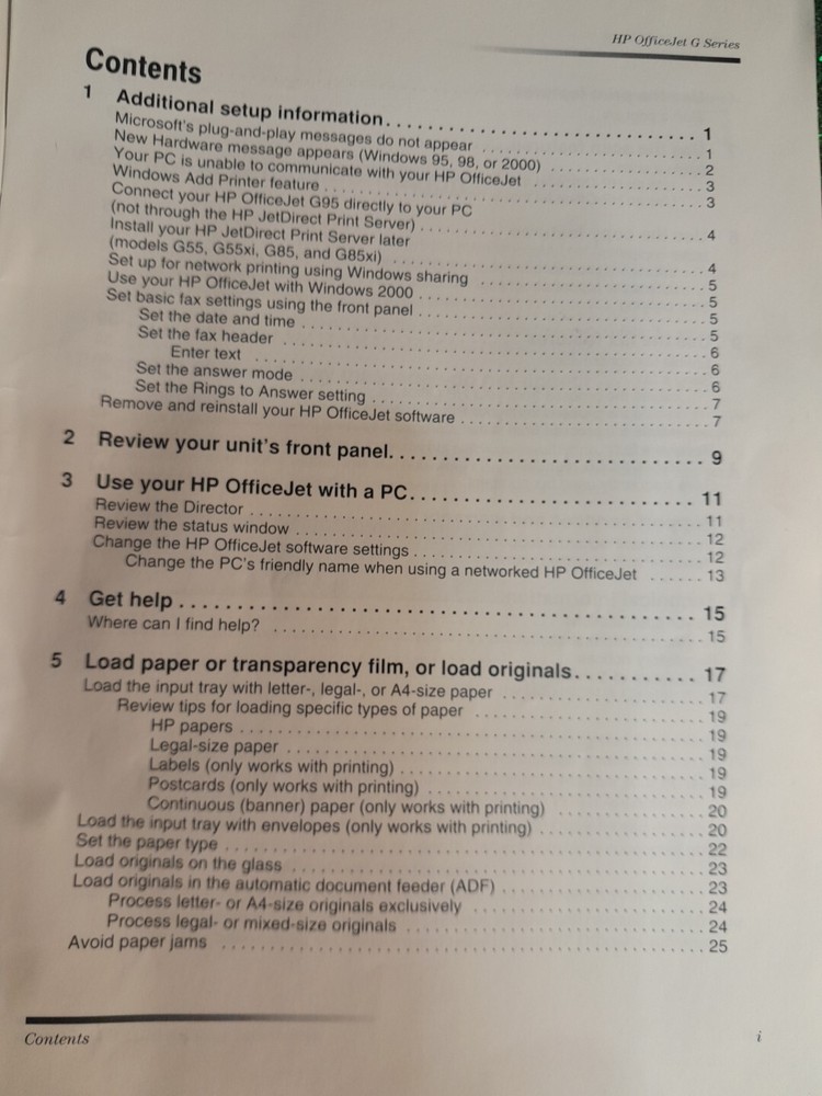 HP OfficeJet G Series Your Basic Guide Operators Manual