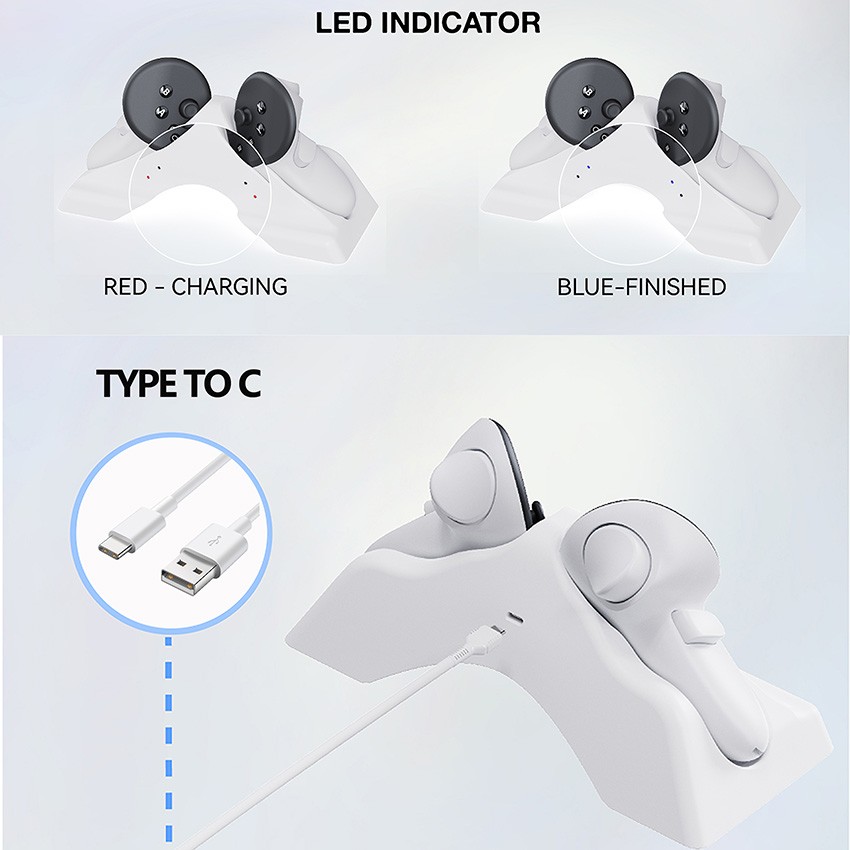 Charging Stand for Meta Quest 3/Quest 3S VR Controller Charging Dock Accessories