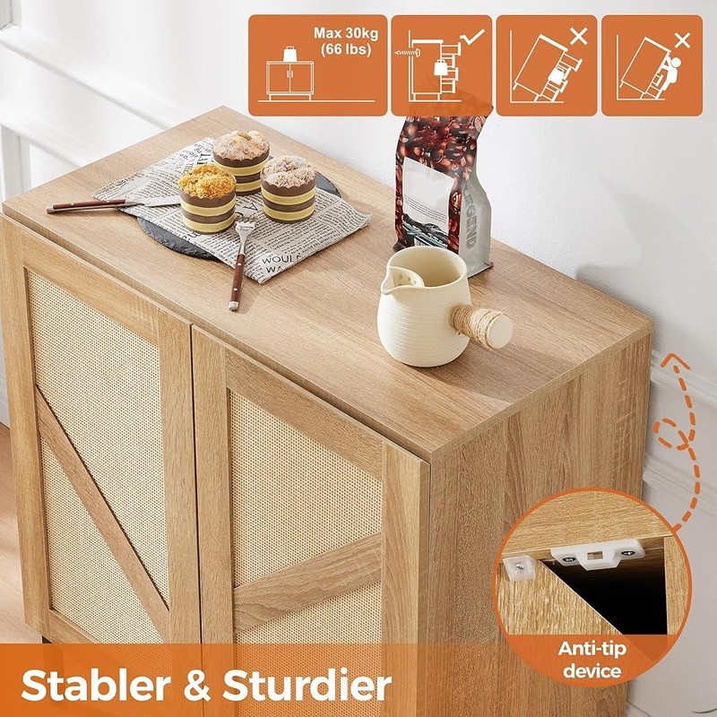 Multi-Purpose Buffet Cabinet Adjustable Shelves Storage Sideboard Kitchen Office