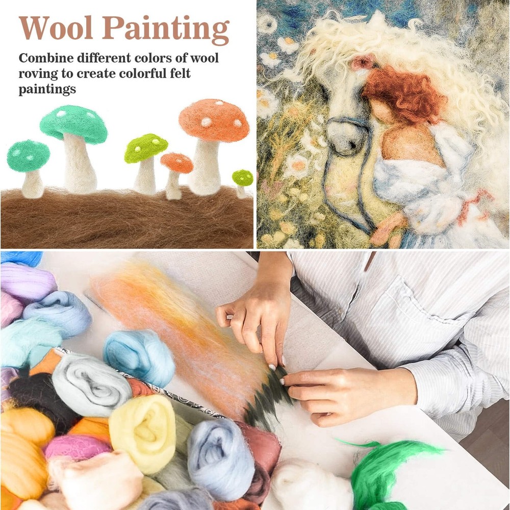 Sukh 40pcs Felting Wool Roving - Core Bulk 40Pcs Wool, Multicolor