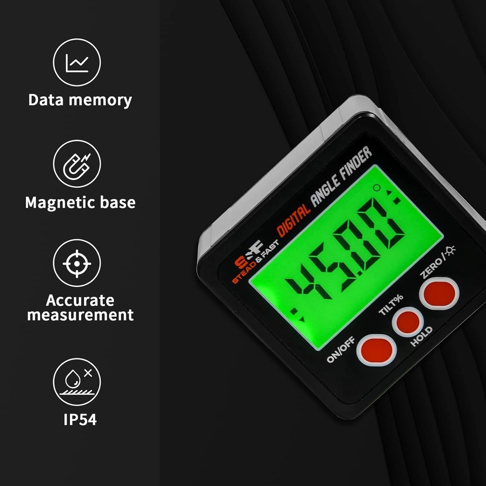 Digital Magnetic Angle Finder with Backlight - Precision Protractor Level Box