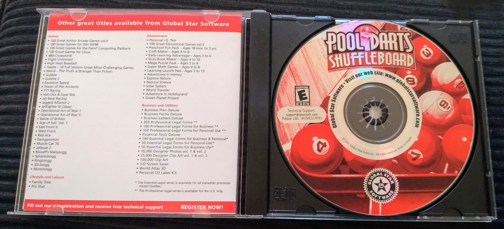 Pool Darts & Shuffleboard Game, Palm OS, 2001, CD-ROM
