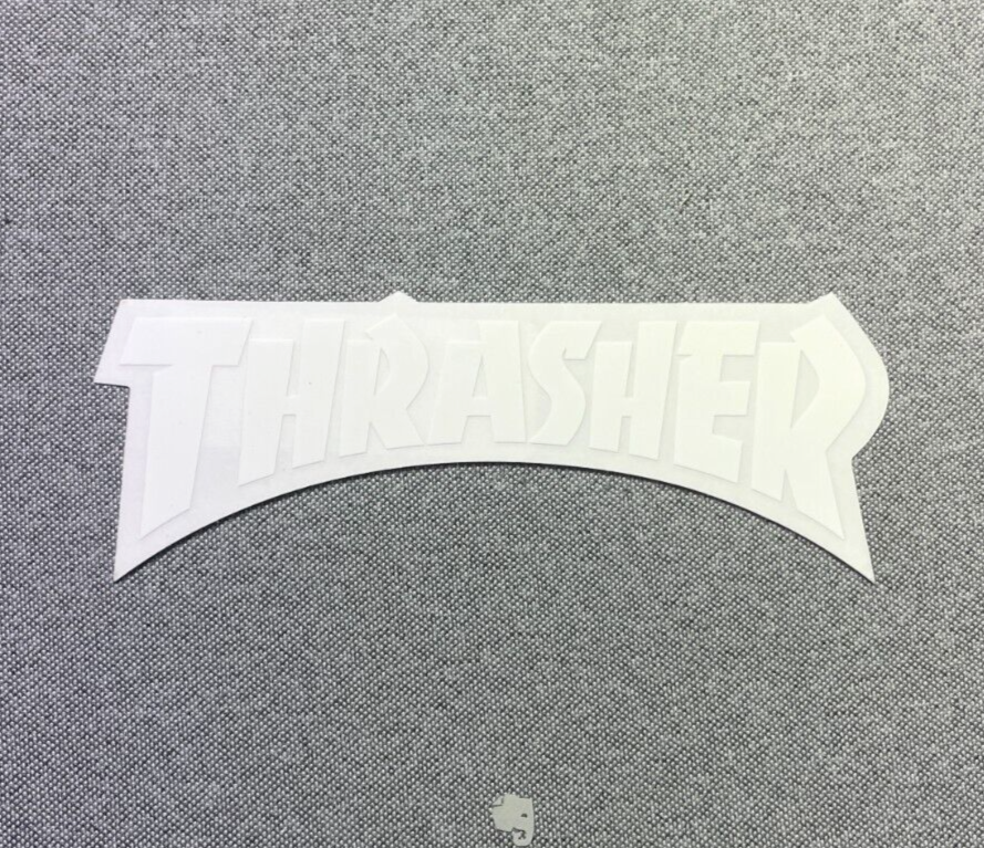 Thrasher Logo Skateboard sticker white 5.5"