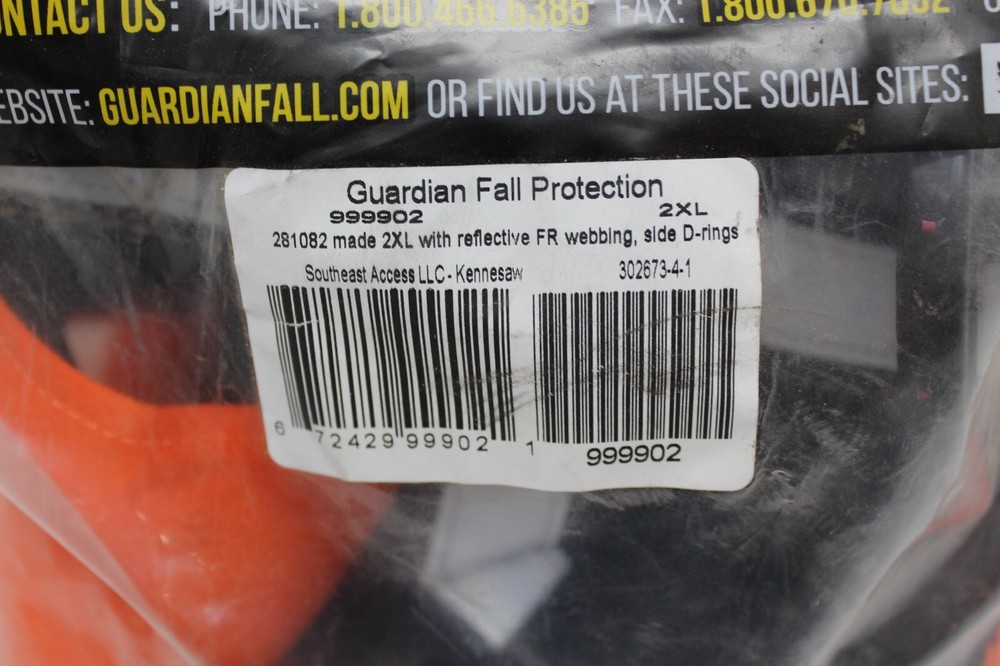 Guardian Fall Protection 2XL Reflective FR Webbing Side D-Rings Harness