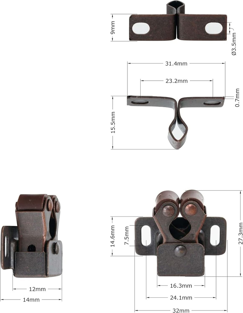 10 Pack Roller Catch Latch Bronze for Cabinet Doors