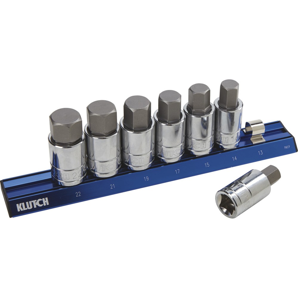 Klutch Hex Bit Socket Set, 7-Pc., Metric