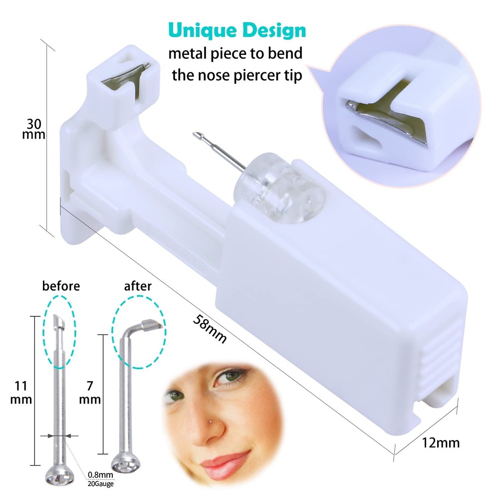 Firstomato 2 PCS Disposable Nose Piercing Gun Self Kit Silver