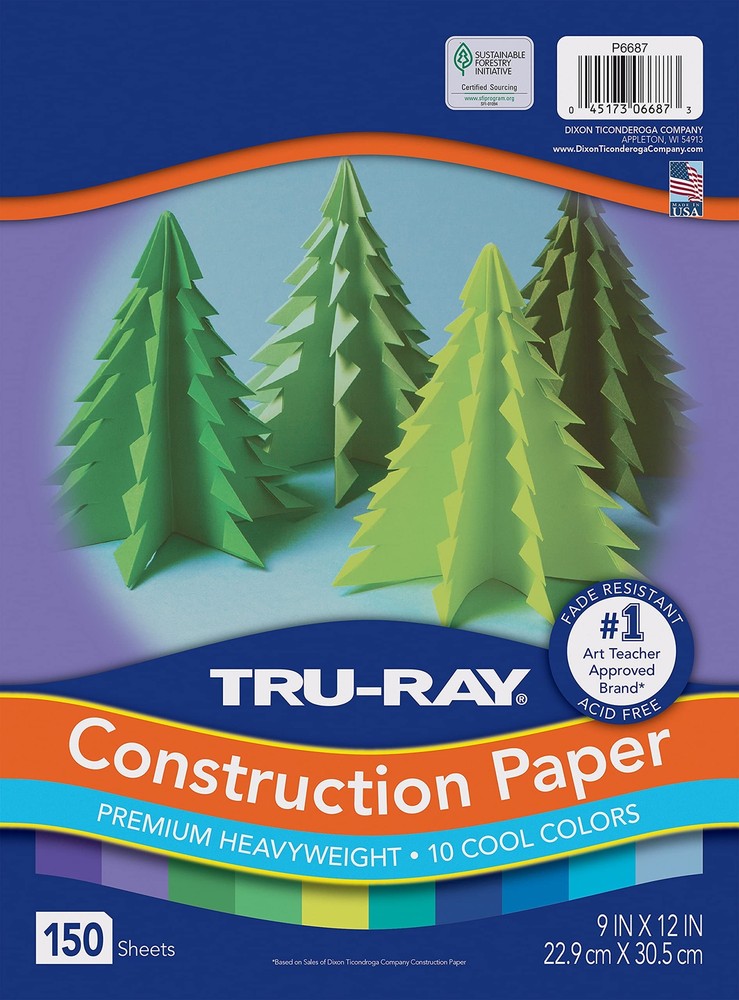 Construction Paper Cool Assorted 9" x 12" 150 Sheets