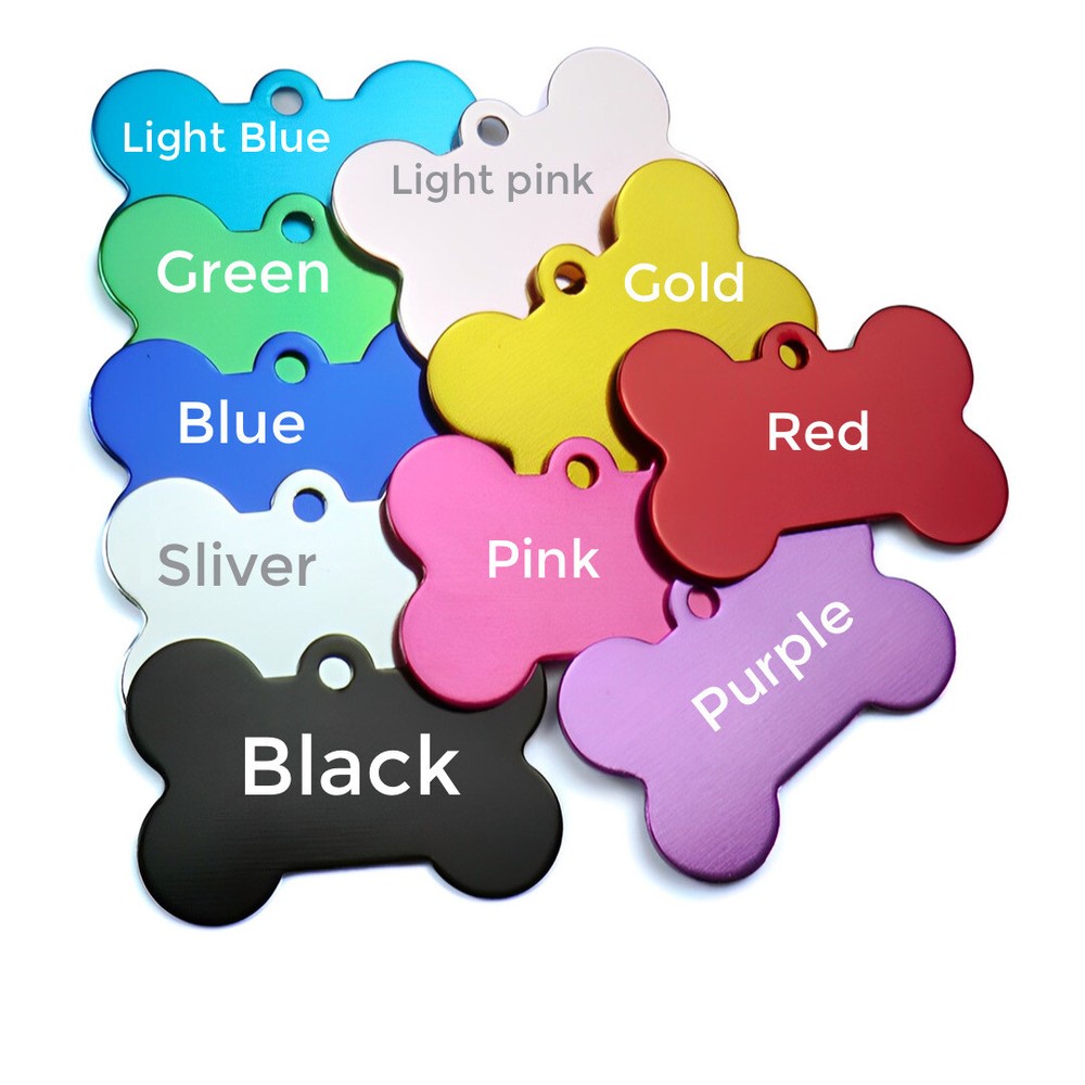 CUSTOM ENGRAVED PERSONALIZED PET TAG ID DOG CAT NAME TAGS ALUMINIUM BONE CHARM