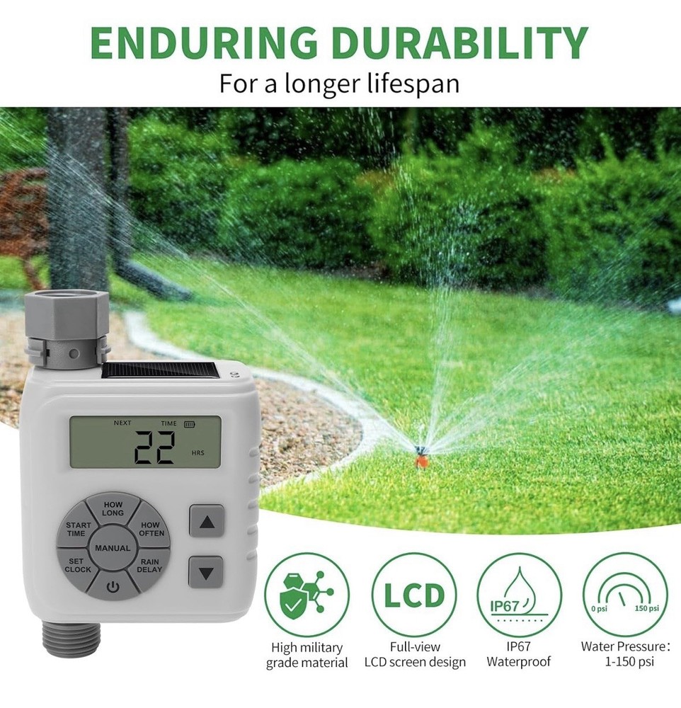 Zuomeng Sprinkler Timer Programmable Irrigation Water Timer Garden Hose Gray