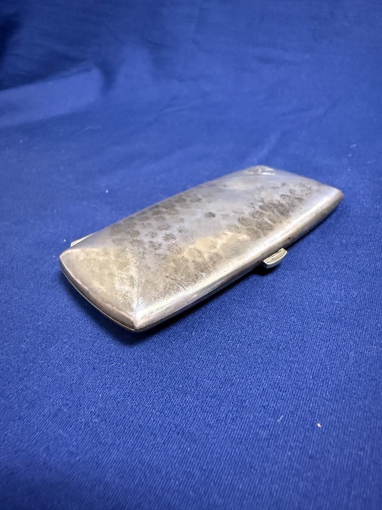 1930 Engraved Silver Cigarette Case 1.8 Troy Oz Art Deco Engine Turned Monogram