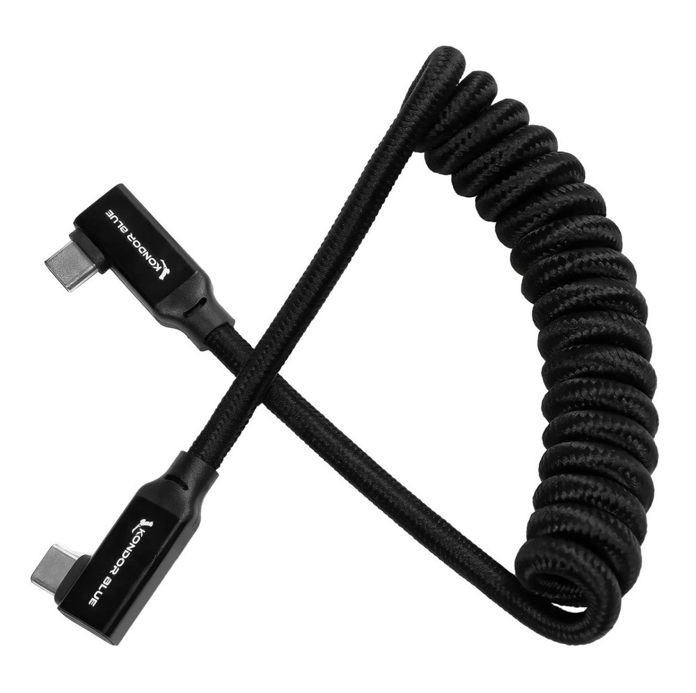 KondorBlue 12-24" Coiled USB-C 3.2 Right Angle Cable for 8K Data/Power Delivery