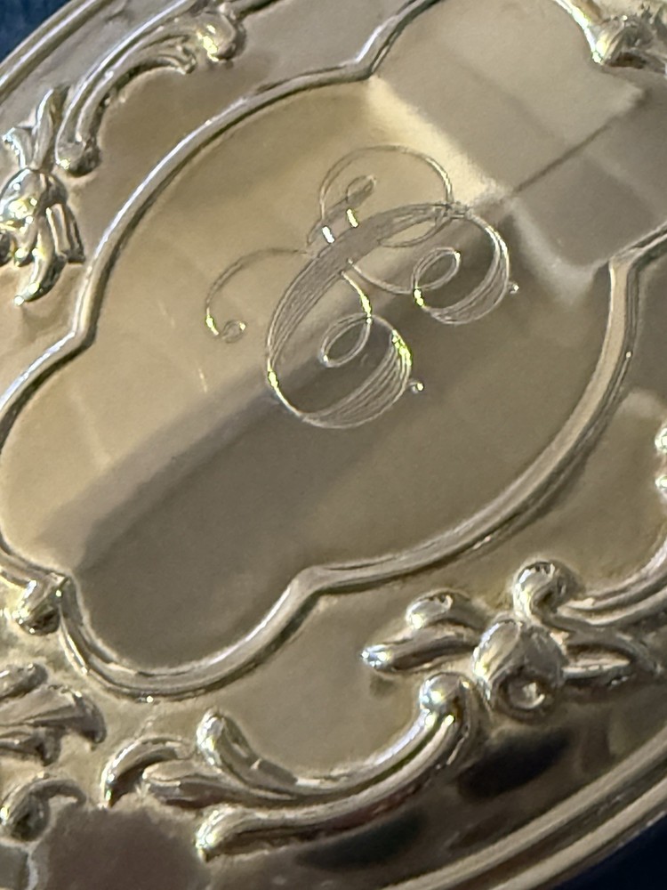 Vintage Reed & Barton Silver Plated Mirror “C” Engraved With Box