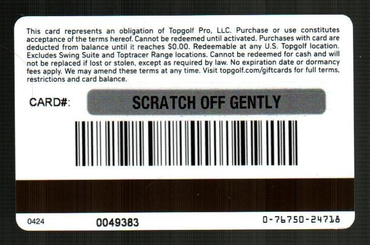TOPGOLF Collectible ( 2024 ) Gift Card ( $0 )