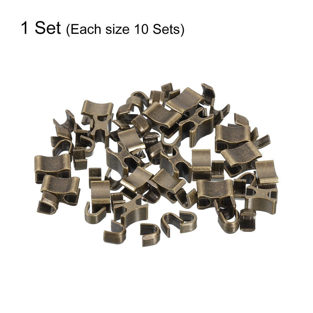 Zipper Slider Retainers, 2Sizes Top Stoppers & Bottom Stop, Bronze 20 Sets