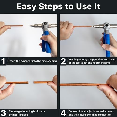 Copper Pipe Expander Tool - Handheld Swaging Tool for HVAC & Refrigeration Repai