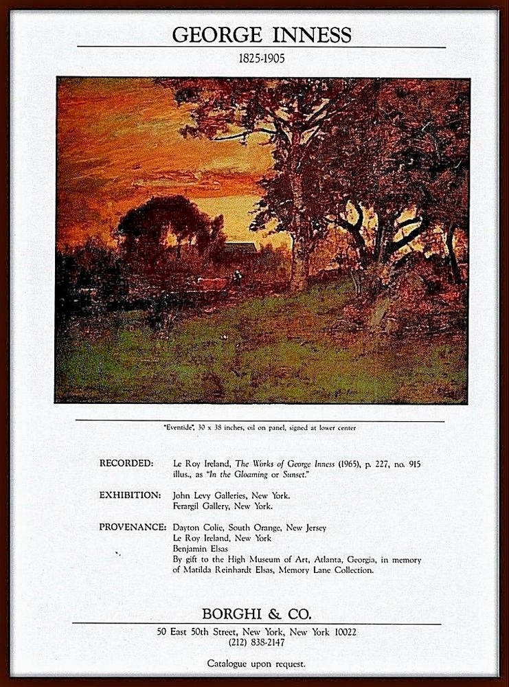 1986 AD   GEORGE INNESS ART EVENTIDE  LEVY FERARGIL GALLERY