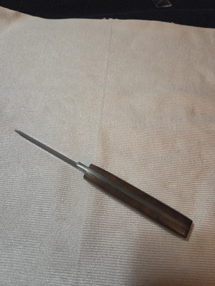 Handmade CHUCK HAWES tanto Fixed, Damascus Blade, Iron Wood Handle