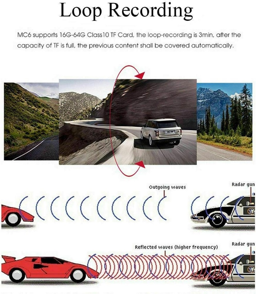 Highway/City Mode Car Dash Cam with Radar Detection