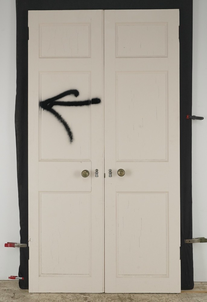 Vintage Three Panel White Passage Double Doors 76.375 x 41.625 in.