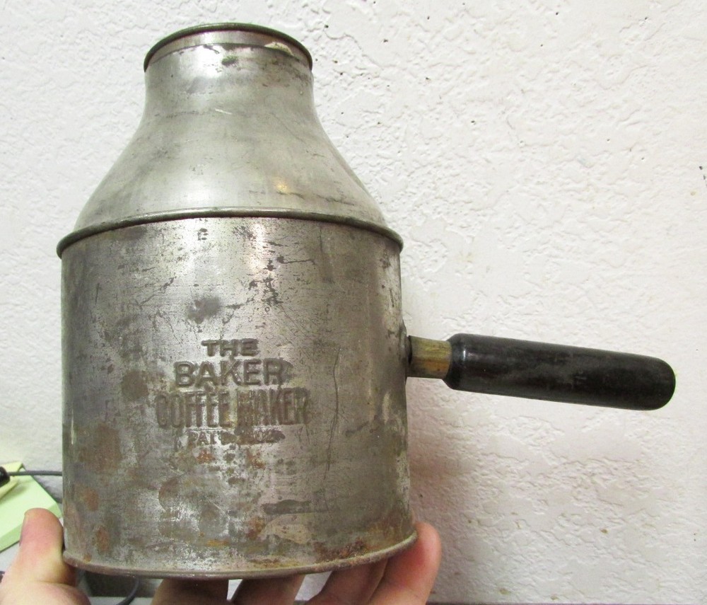 antique 1903 Baker Coffee maker w original filter, missing lid, great home decor