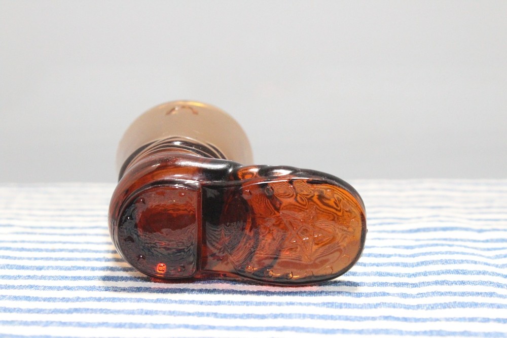 Small Amber Boot Shaped Toothpick Holder
