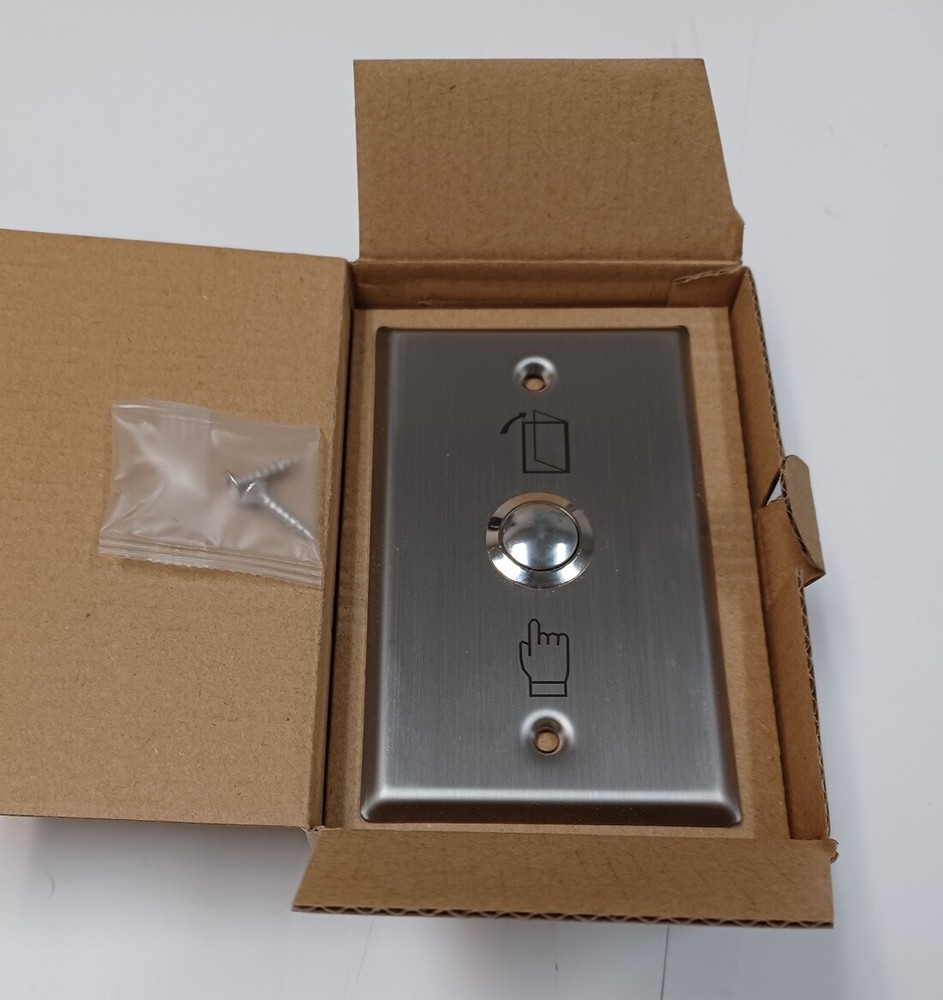 Door Release Exit Button, NO/COM, Momentary, Single Gang Mount, Stainless Steel