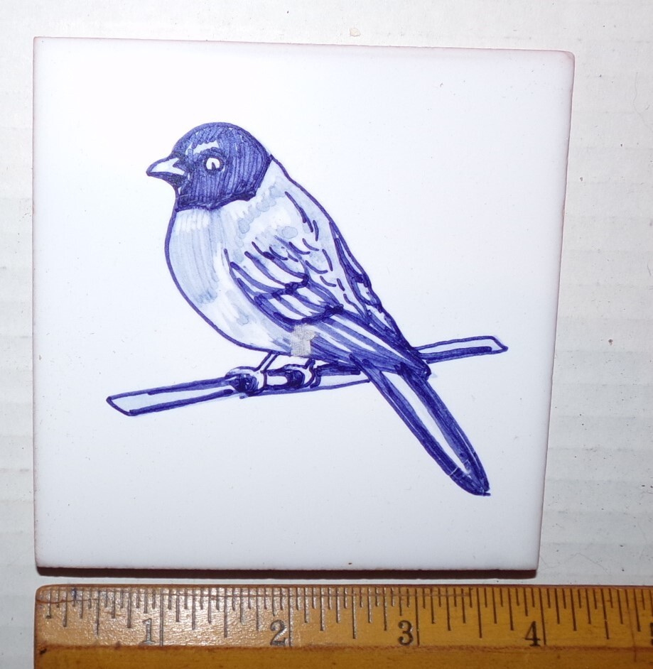 5 Onda Spain Ceramic 4" Decorative Blue Birds Tile Trivet