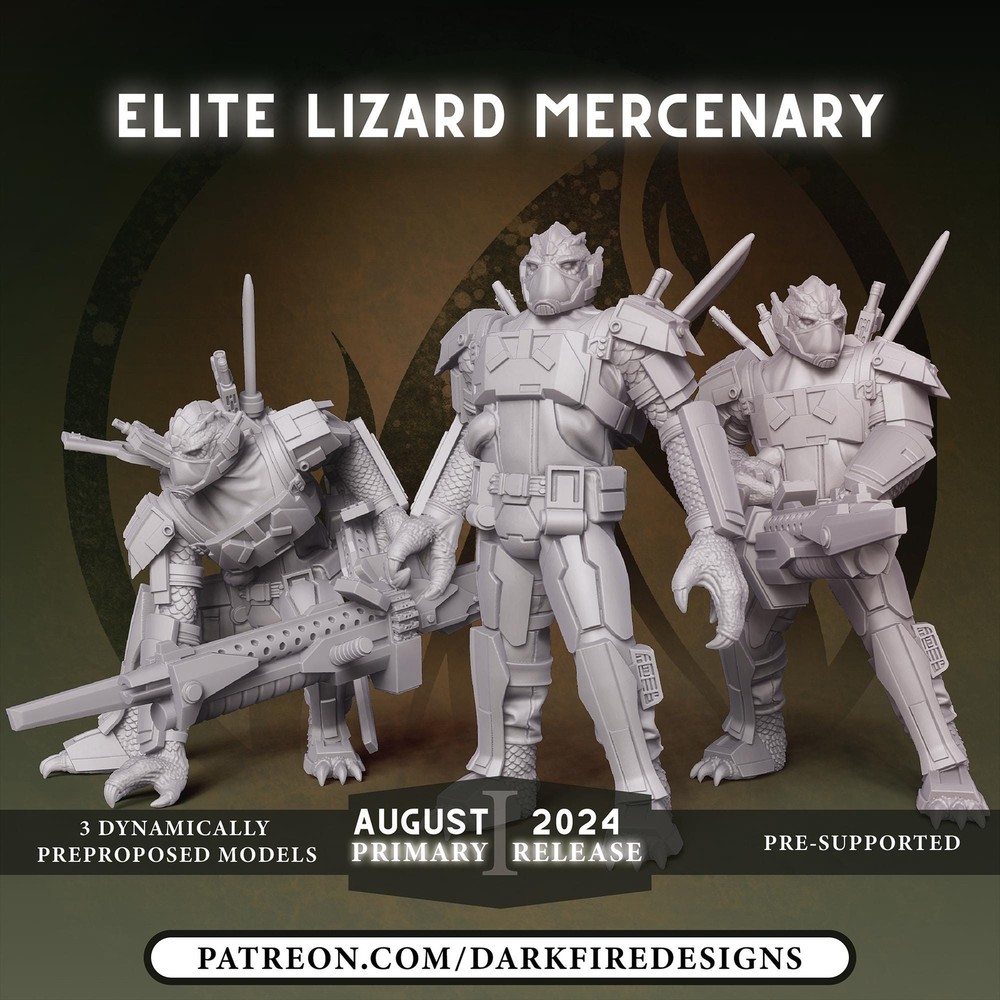 Elite Lizard Mercenary - DARK FIRE | Legion compatible - 3D printed