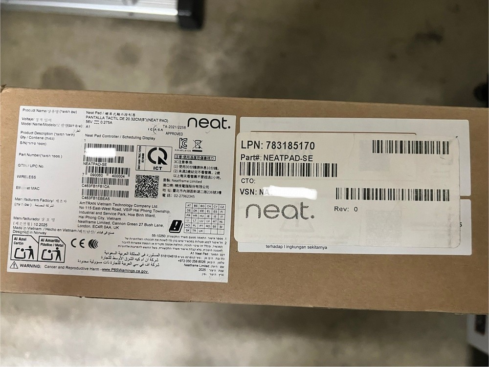 Neat NEATPAD-SE Pad Room Controller Scheduling Display w/ Mounting New Open Box