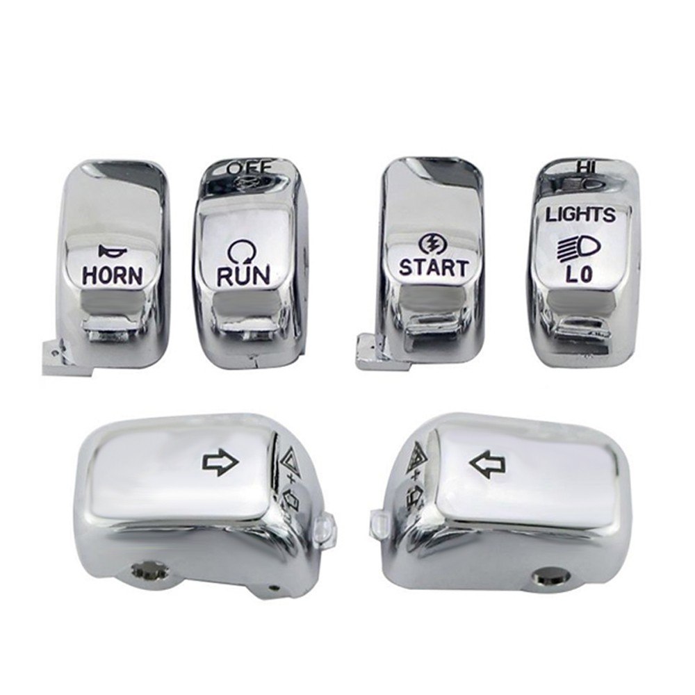 6pcs Chrome Hand Control Switch Button Cap For Harley Softail Dyna 1996-2010 US