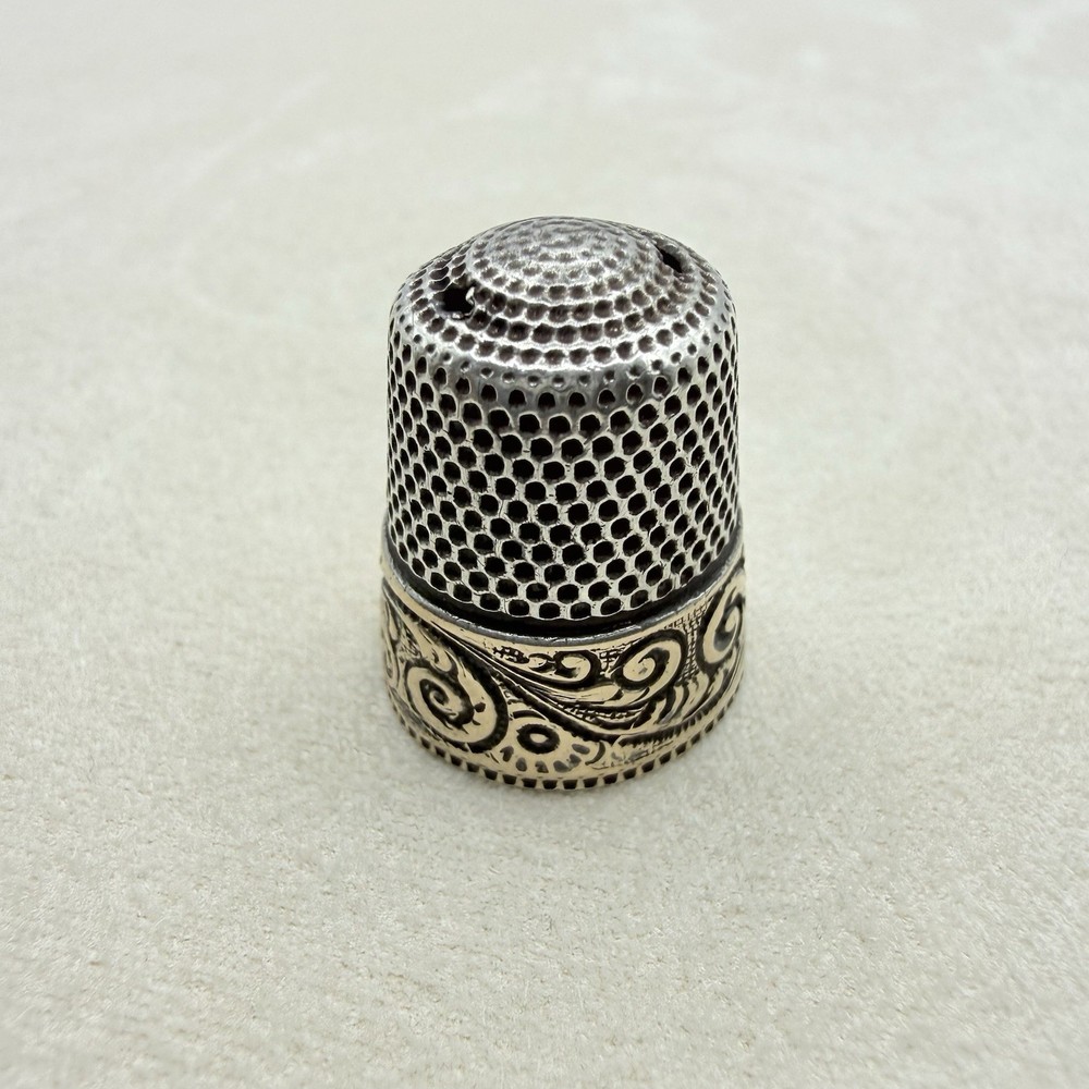 Antique Sterling Silver Swirl Pattern Thimble Sewing Accessory Collectible