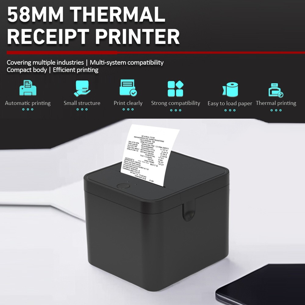 58mm Receipt Printer POS Printer USB+BT Desktop Direct Thermal Printing