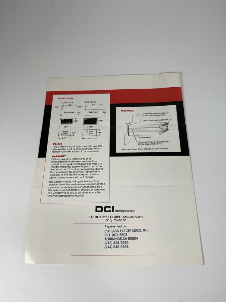 DCI Incorporated Digital Panel for Industry Products Presentation Data Sheets