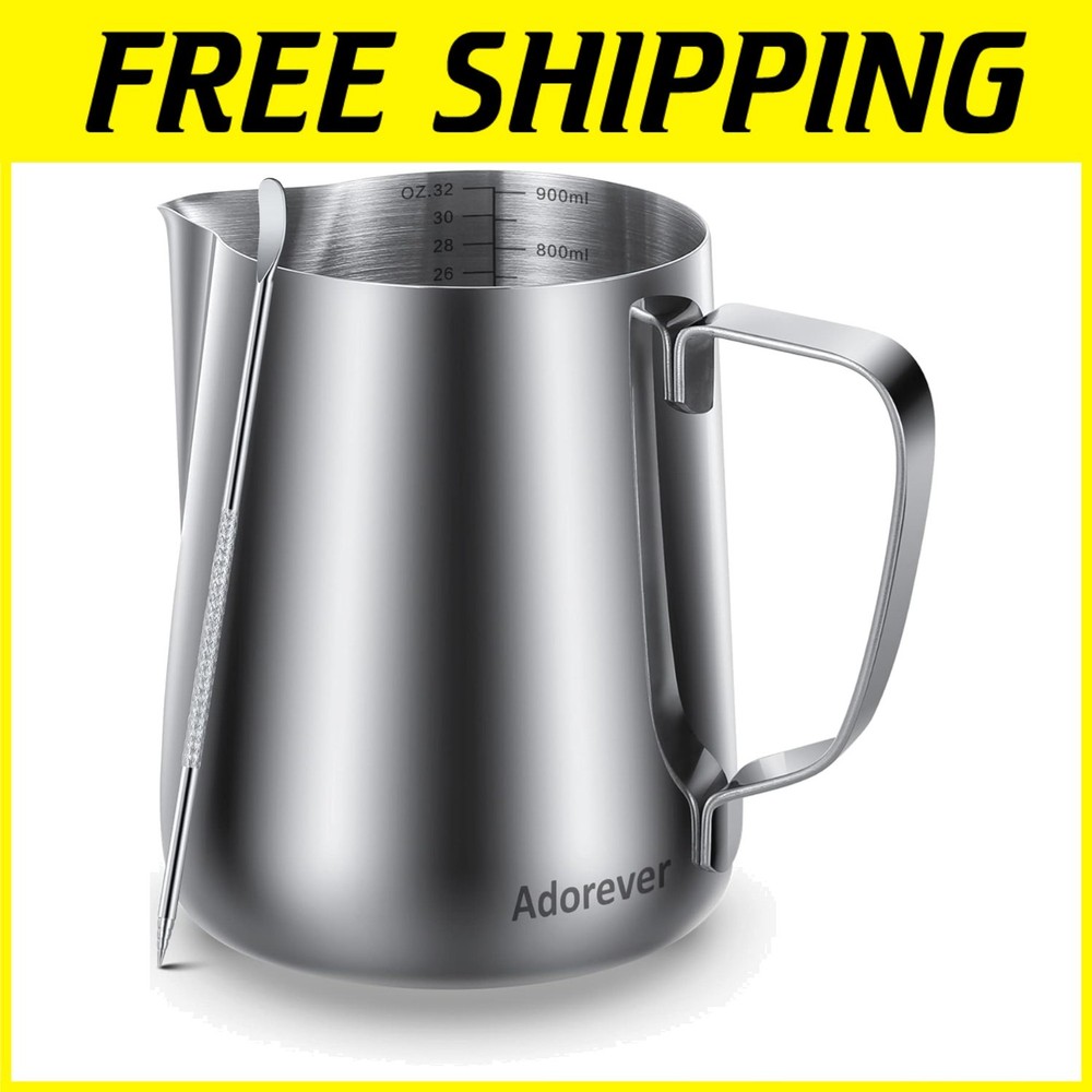 Cappuccino Barista Tools Set, 32oz Stainless Steel Pitcher
