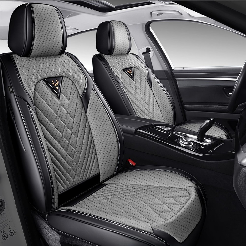 Seat Covers for 4Runner 2004-2025 Waterproof Leather Front Gary Black