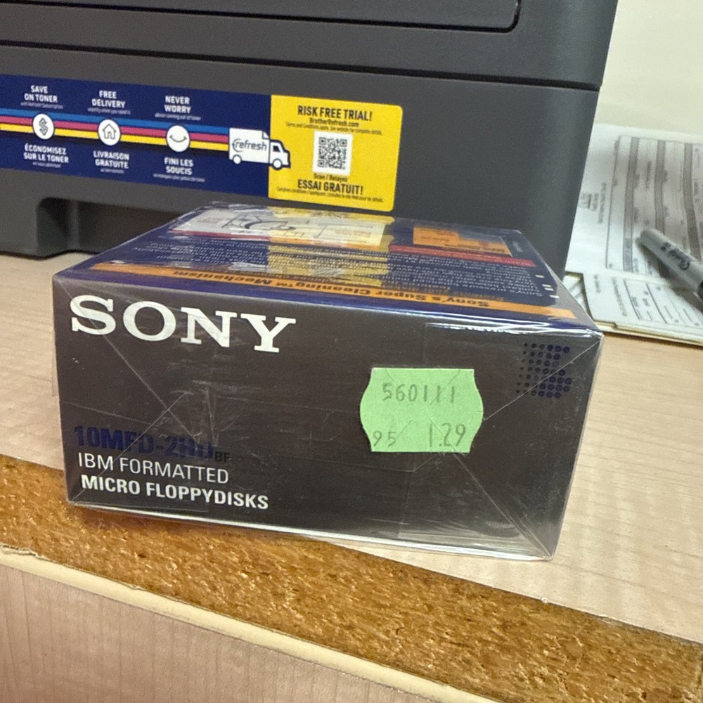 New Sealed 10 Pack SONY 3.5" Micro Floppy Disk 1.44MB Double Sided- Silver Box