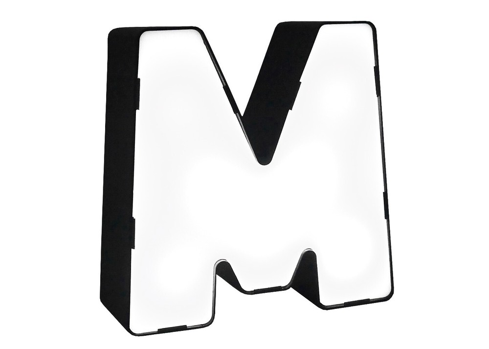 Letter M LED Light 4" Monogram Marquee Mini Tabletop Nightlight w/ 4-Hr Timer