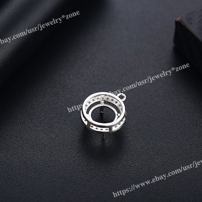 Pre Notched Round 8mm Prong Mount Dangle Setting Sterling Silver Pendant/Earring