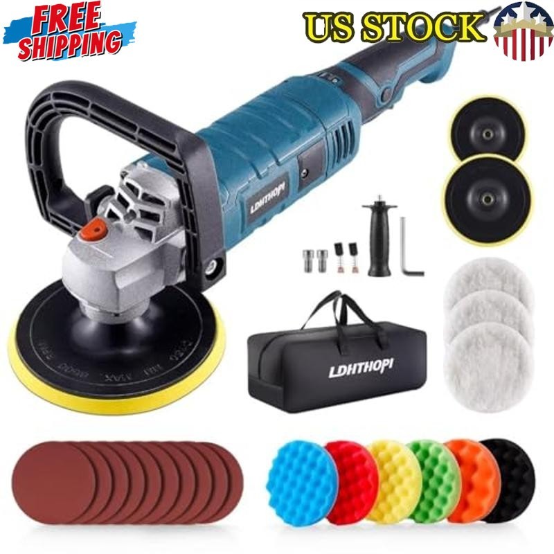1600W 7" Rotary Buffer Polisher Waxer Kit 7 Variable Speed Car Detailing New