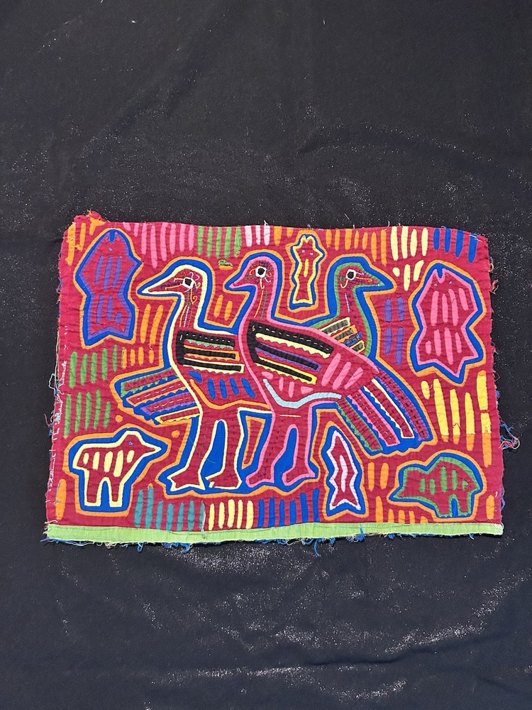 Handmade Embroidery from Peru 1970s 12”x16.5”