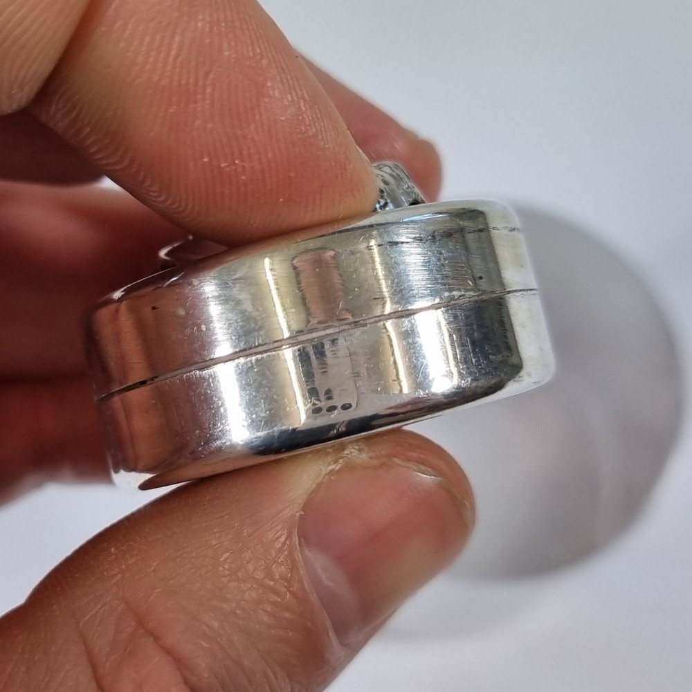 Egyptian Solid Silver Pill Trinket Box Decorated Tutankhamun 3.3cm