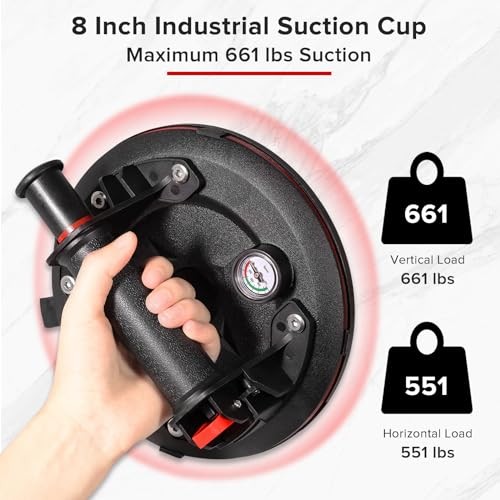 8"lass Suction Cup 662lbs Load Capacity Powerful Industrial 1pc with barometer