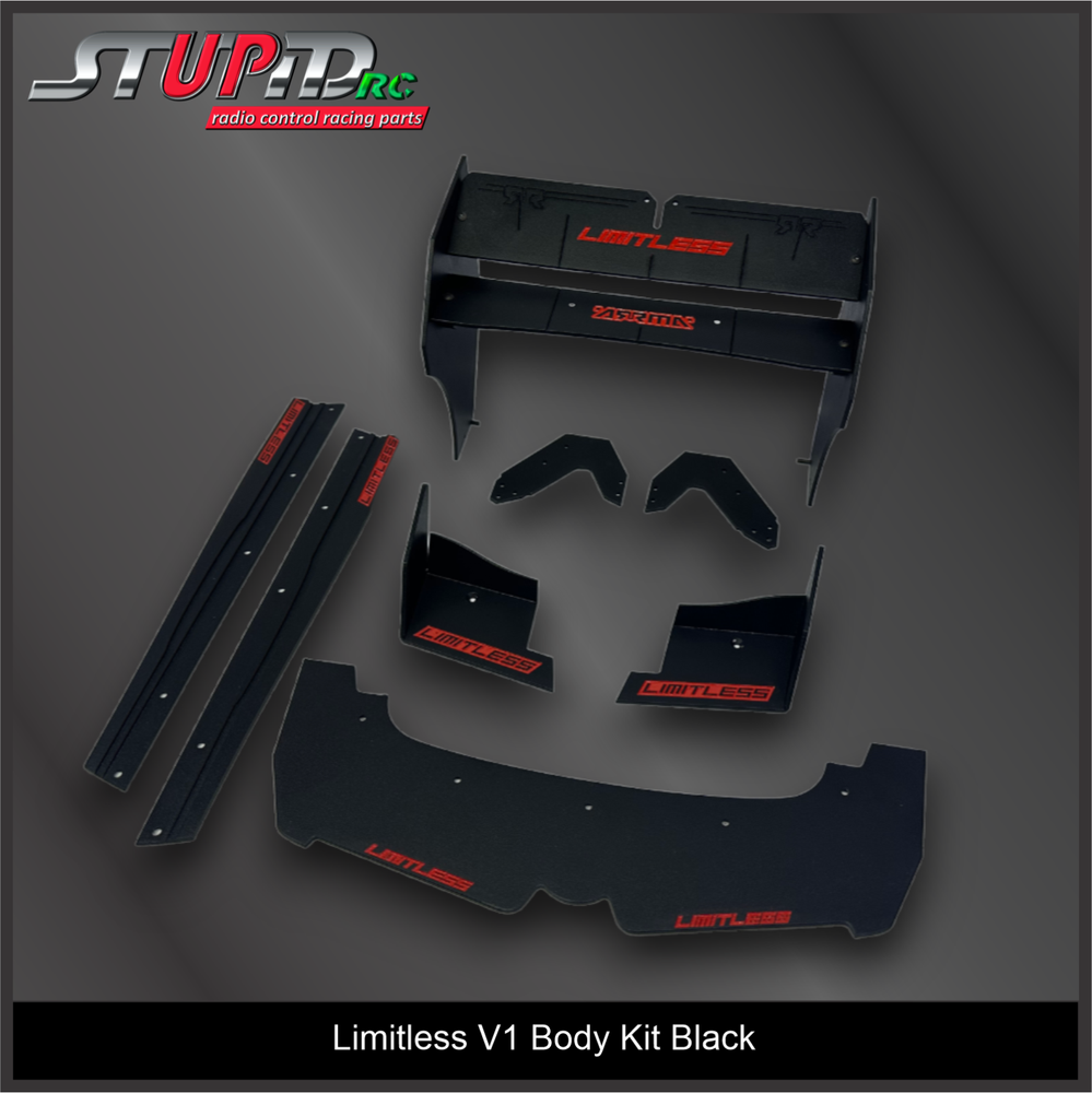 Arrma Limitless V1/V2 Front, Side And Adjustable Wing Kit Black - StupidRC