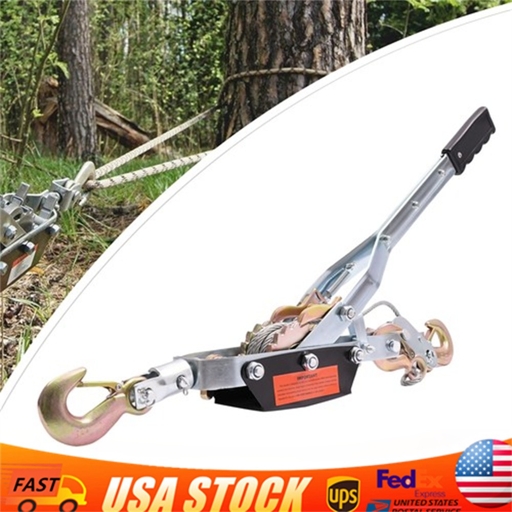 5 Ton Hand Puller Heavy Duty Winch Pull Hoist Come Along Cable 3 Hooks 2 Gear US